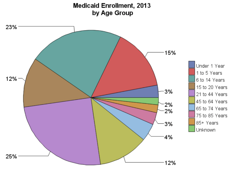 Chart for Medicaid Enrollment, 2013 by Age Group