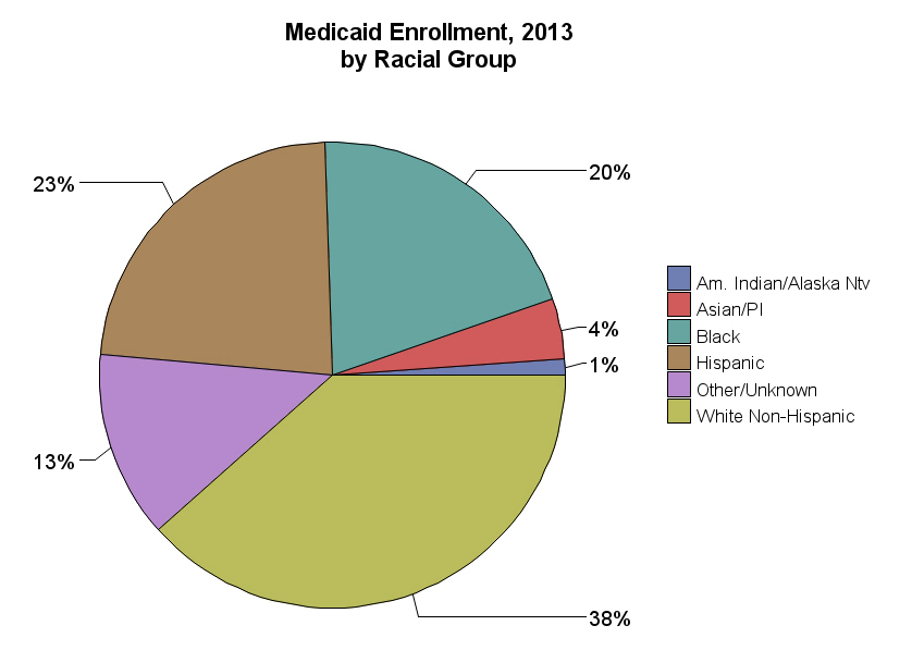 Chart for Medicaid Enrollment, 2013 by Racial Group