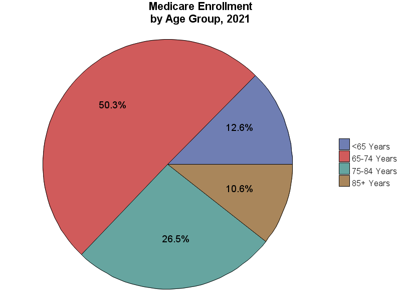 Chart for Medicare Enrollment, 2019 by Age Group