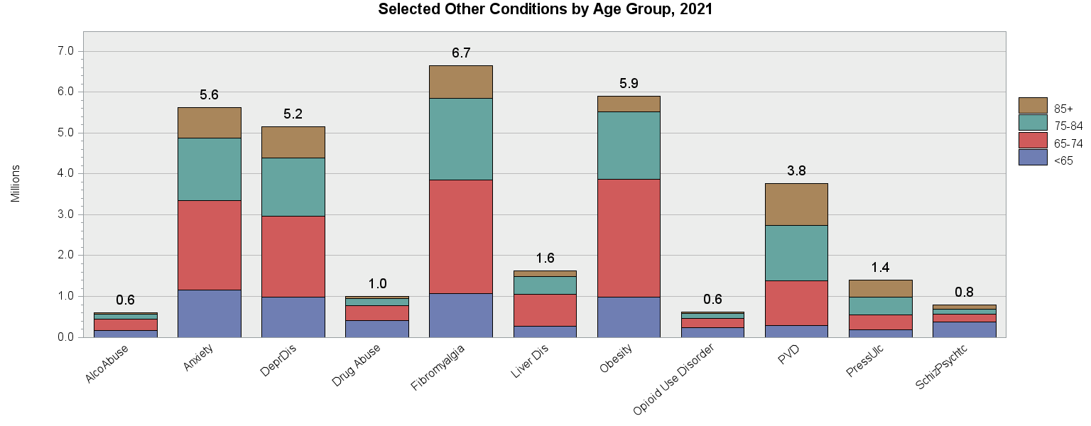 Chart for Selected Other Conditions by Age Group, 2021