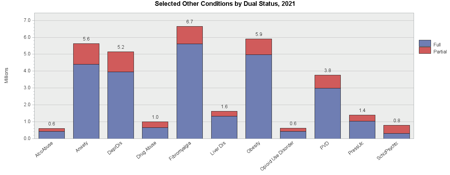Chart for Selected Other Conditions by Dual Status Code, 2021